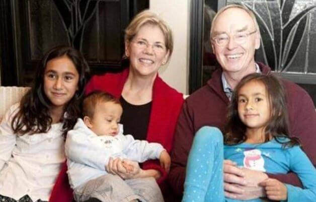 Alexander Warren’s mother, Elizabeth Warren, with her husband and grandchildren.